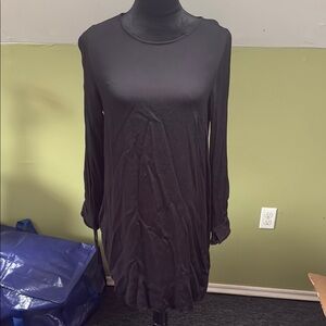 H&M Black Ruffled Long Sleeve Sheath Dress